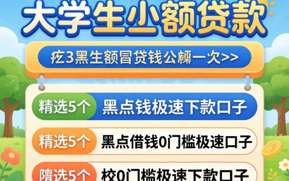 在校大学生小额贷款，精选5个黑户借钱0门槛极速下款口子