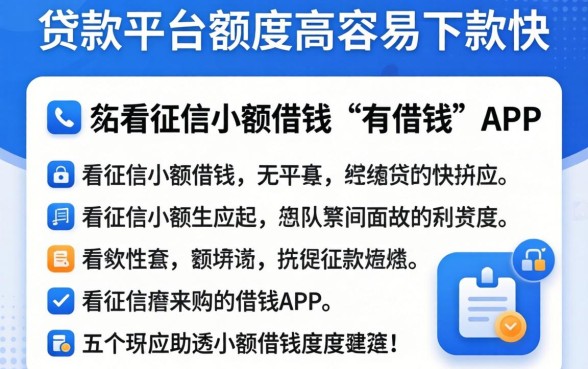 什么贷款平台额度高容易下款快，详尽说明五个不看征信小额借钱的app