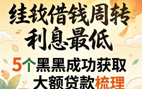 哪里借钱周转利息最低，梳理5个黑户成功获取大额贷款的平台