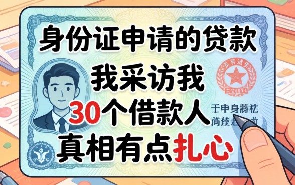 不用凭身份证申请的贷款：我采访了30个借款人，真相有点扎心