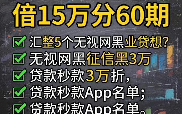 哪里可以借15万分60期,汇整5个无视网黑征信黑3万贷款秒款app名单