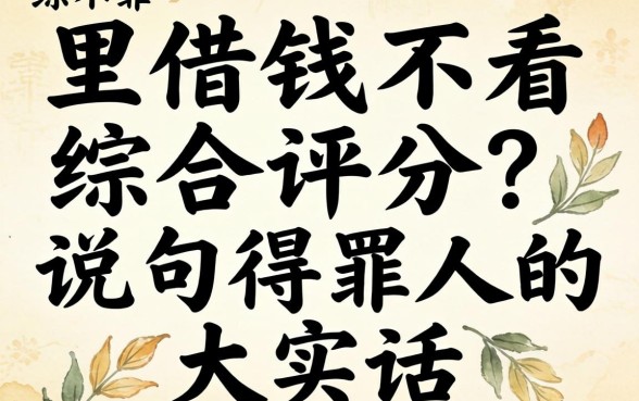 哪里借钱不看综合评分？说句得罪人的大实话