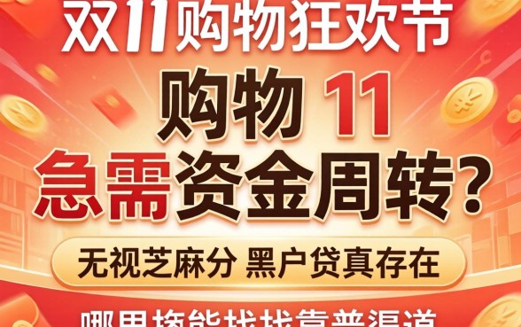 双11购物狂欢节急需资金周转？无视芝麻分的黑户贷真的存在吗？哪里能找到靠谱渠道？