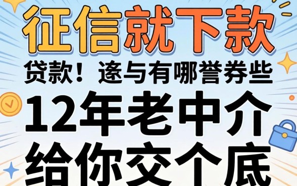 不看征信就下款的贷款有哪些？12年老中介给你交个底