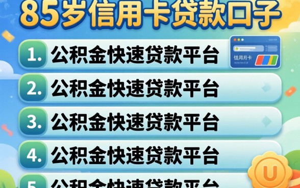 55岁有信用卡贷款口子，胪列五个公积金快速贷款平台