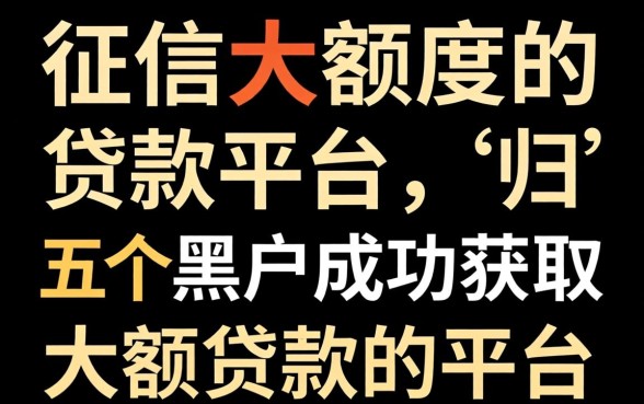 不上征信大额度的贷款平台，归纳五个黑户成功获取大额贷款的平台