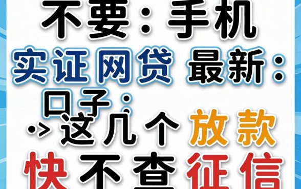 不要手机实名网贷最新口子:这几个放款快不查征信