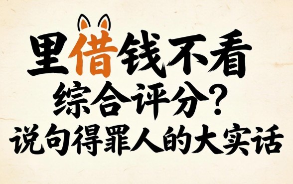 哪里借钱不看综合评分？说句得罪人的大实话