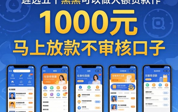 借款1000元马上放款不审核的口子，遴选五个黑户可以做大额贷款软件
