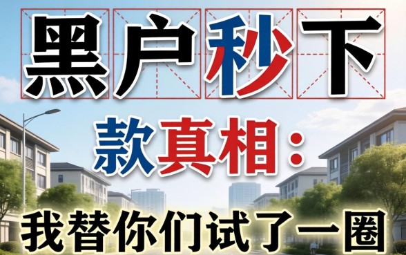 2026年黑户秒下款真相：我替你们试了一圈