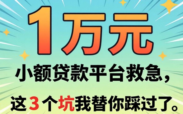 借1万元小额贷款平台救急，这3个坑我替你踩过了