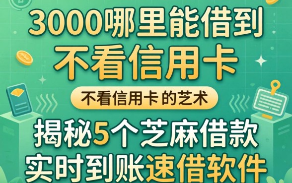 借3000哪里能借到不看信用卡的，揭秘5个芝麻借款实时到账速借软件