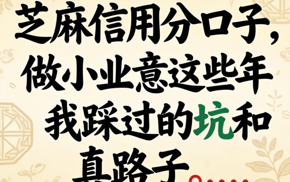 只要芝麻信用分的口子：做小生意这些年我踩过的坑和真路子
