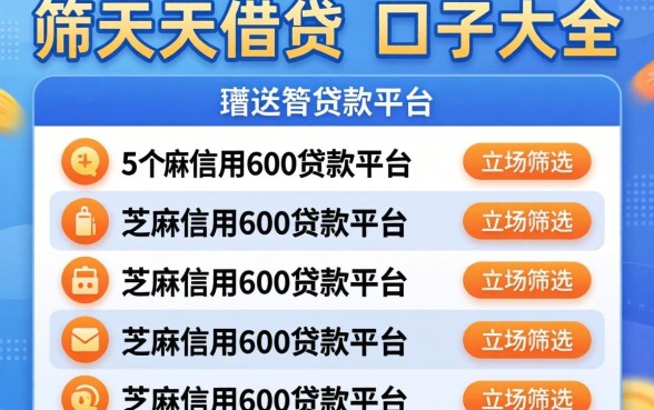 14天借贷的口子大全，筛选5个芝麻信用600贷款平台