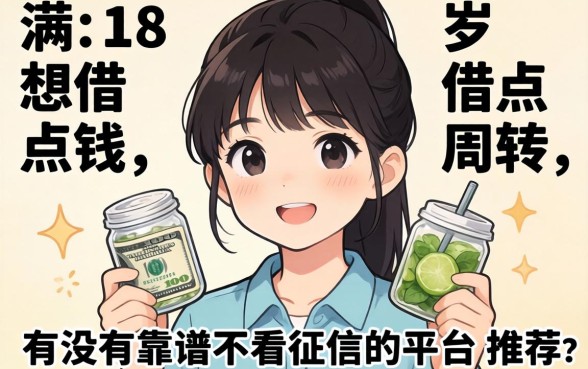 刚满18岁想借点钱周转，有没有靠谱不看征信的平台推荐？