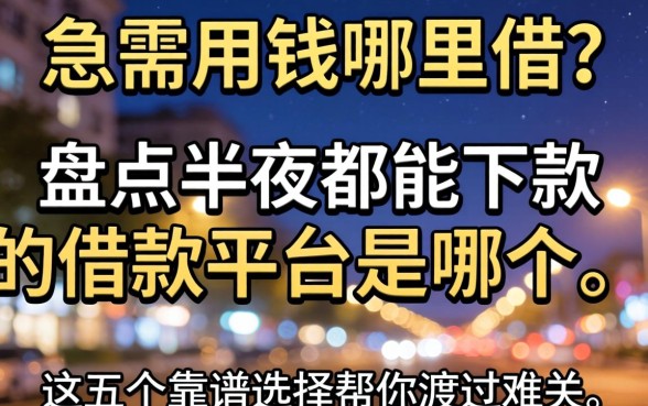 半夜急需用钱哪里借?盘点半夜都能下款的借款平台是哪个,这五个靠谱选择帮你渡过难关