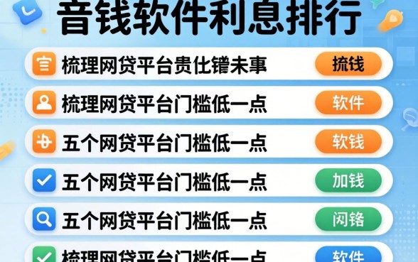 借钱软件利息排行，梳理五个网贷平台门槛低一点的软件
