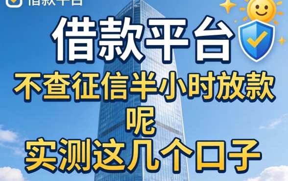 哪个借款平台不查征信半小时放款的呢？实测这几个口子