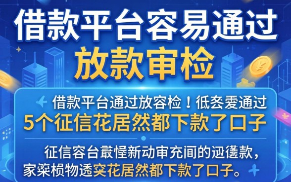 哪个借款平台容易通过放款审核，细致阐述5个征信花居然都下款了的口子