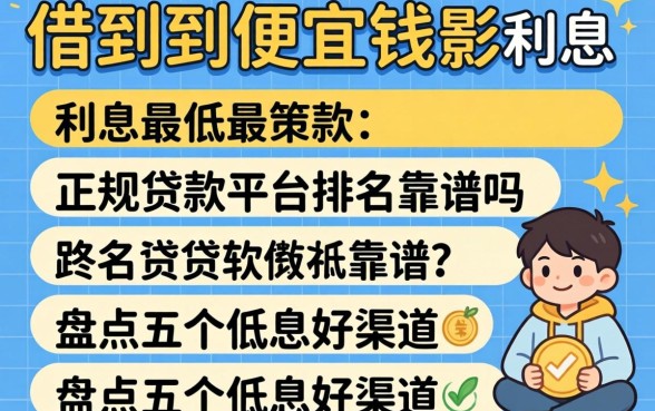 哪里能借到便宜钱？利息最低的正规贷款平台排名靠谱吗？盘点五个低息好渠道