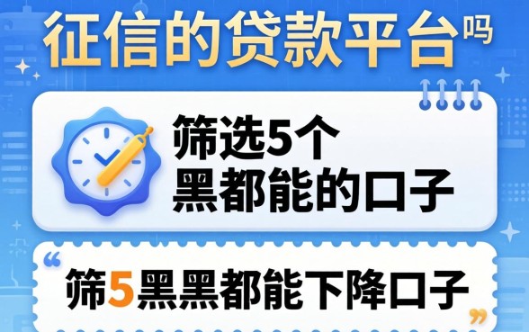 不上征信的贷款平台2026有吗，筛选5个黑户都能下的口子