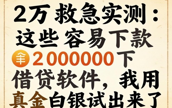 借2万救急实测:这些容易下款20000的借贷软件,我用真金白银试出来了