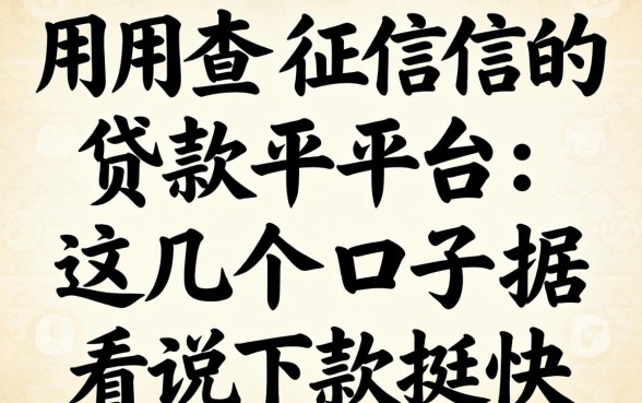 不用查征信的贷款平台2026：这几个口子据说下款挺快