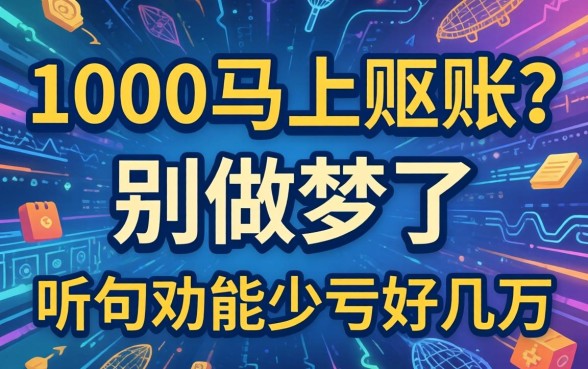 2026借款1000马上到账的？别做梦了，听句劝能少亏好几万