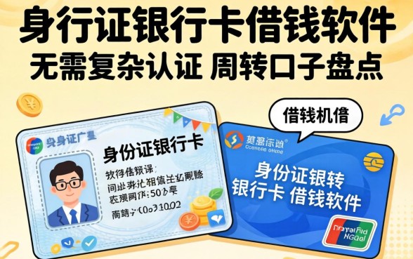 不要身份证银行卡借钱软件：无需复杂认证的周转口子盘点