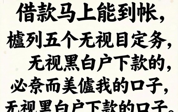 借款马上能到帐，胪列五个无视黑白户下款的口子