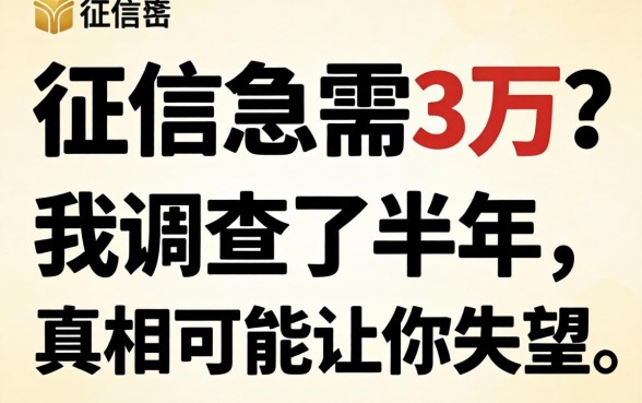 不看征信急需3万？我调查了半年，真相可能让你失望