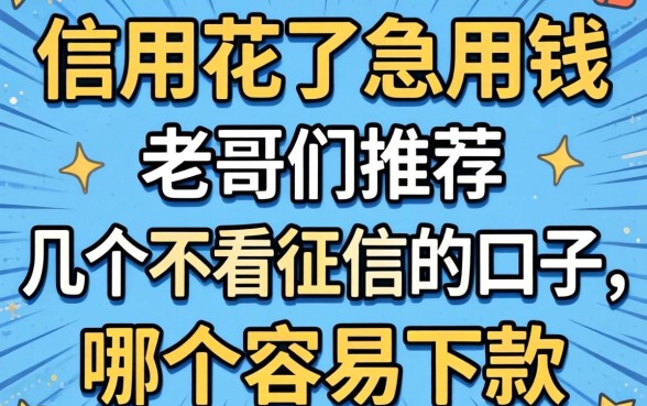 信用花了急用钱，老哥们推荐几个不看征信的口子，哪个容易下款？