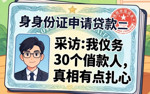 不用凭身份证申请的贷款：我采访了30个借款人，真相有点扎心
