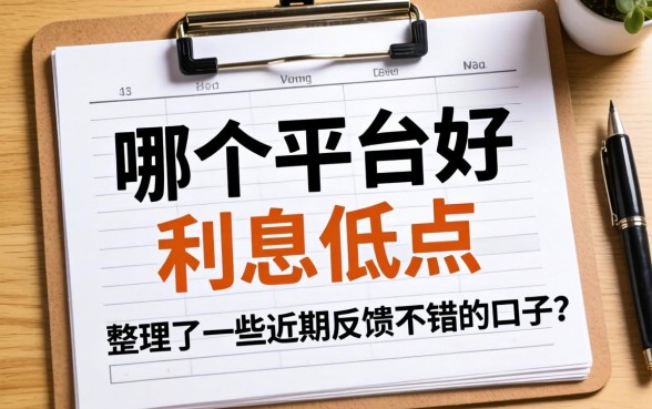 借款哪个平台好,利息低点？整理了些近期反馈不错的口子