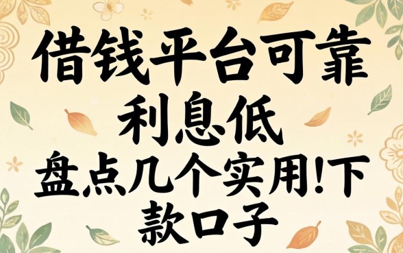哪个借钱平台可靠,利息低？盘点几个实用的下款口子