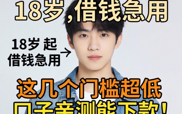 刚满18岁想借钱急用？这几个门槛超低的口子亲测能下款！