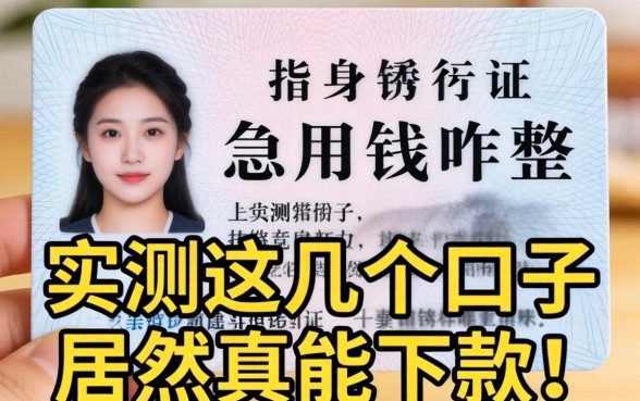 只有临时身份证急用钱咋整?实测这几个口子居然真能下款!