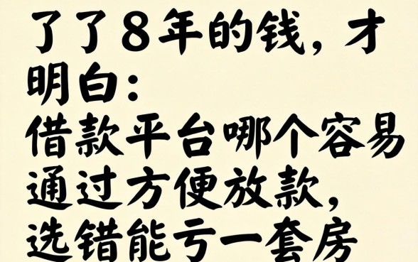 借了8年钱才明白:借款平台哪个容易通过方便放款,选错能亏一套房