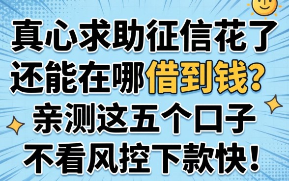 2026年真心求助：征信花了还能在哪借到钱？亲测这五个口子不看风控下款快！
