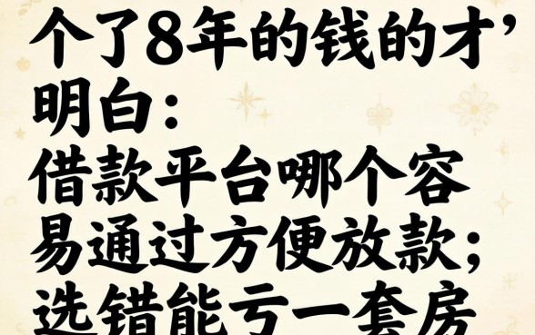 借了8年钱才明白:借款平台哪个容易通过方便放款,选错能亏一套房