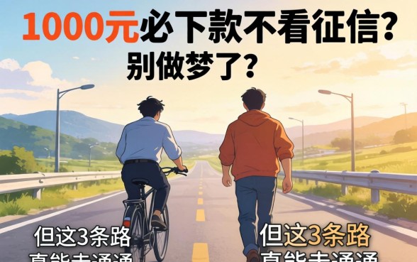 借1000元必下款不看征信？别做梦了，但这3条路真能走通