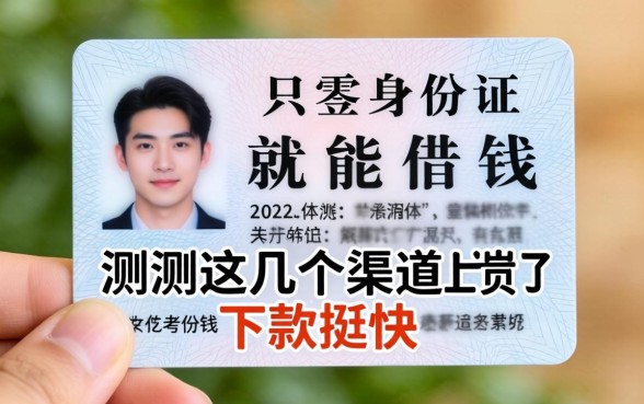 哪里只要身份证就能借钱?实测这几个渠道下款挺快