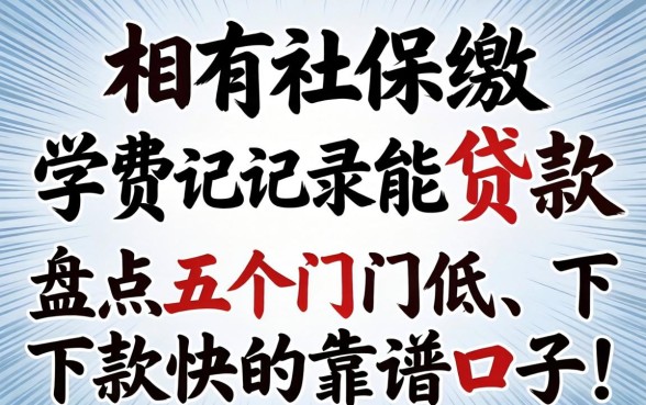 只有社保缴费记录能贷款吗？盘点五个门槛低、下款快的靠谱口子！