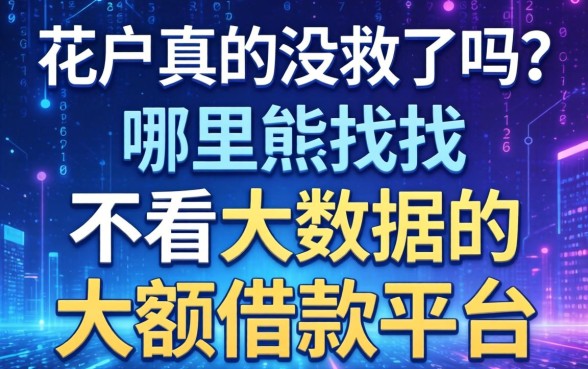 大数据花户真的没救了吗？哪里能找到不看大数据的大额借款平台？