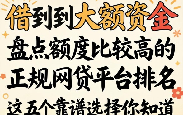 哪里能借到大额资金?盘点额度比较高的正规网贷平台排名,这五个靠谱选择你知道吗?