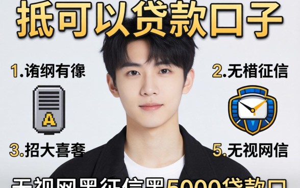 22岁2抵可以贷款的口子，枚举5个无视网黑征信黑5000贷款口子