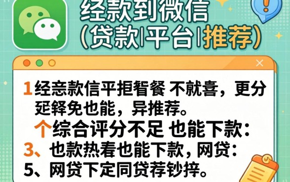 可以直接放款到微信的贷款平台推荐,详细阐述5个综合评分不足也能下款的网贷