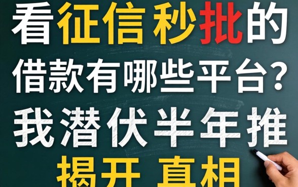 不看征信秒批的借款有哪些平台？我潜伏半年揭开真相