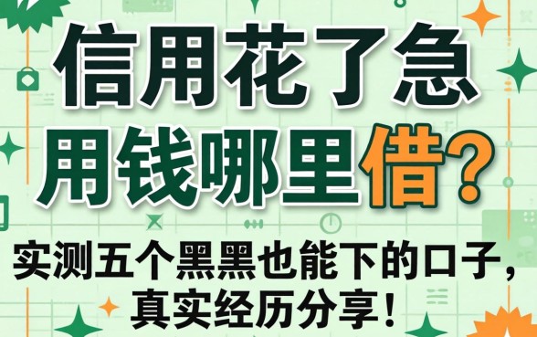 信用花了急用钱哪里借？实测五个黑户也能下的口子，真实经历分享！