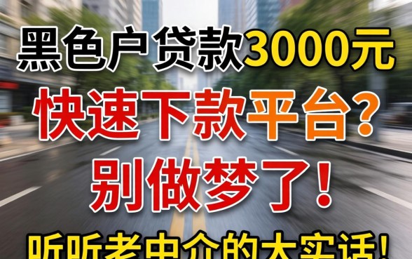 双黑户贷款3000元快速下款平台？别做梦了，听听老中介的大实话